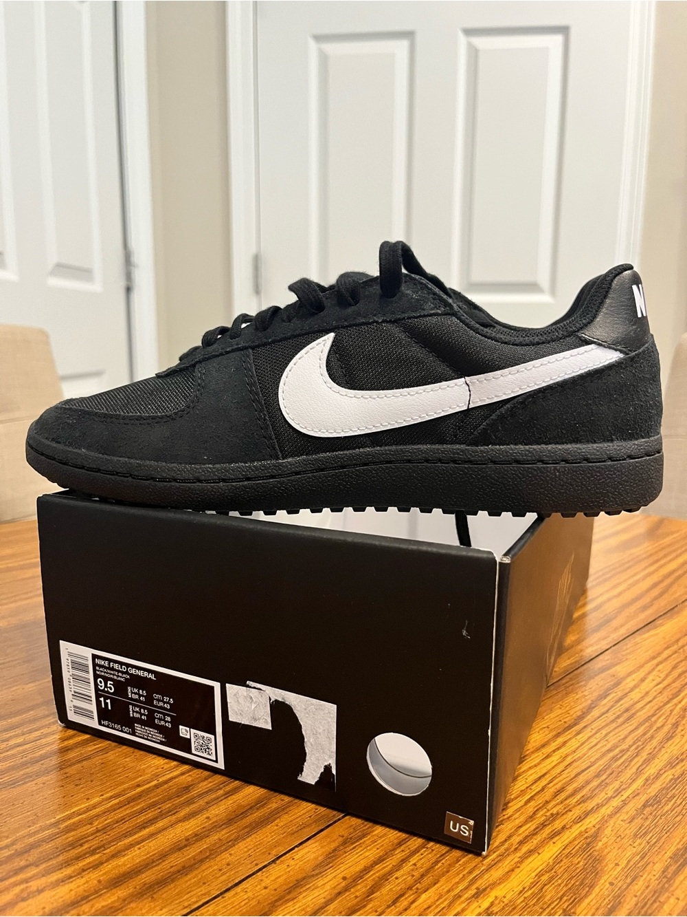 Nike Field General Black Sneaker with White Swoosh